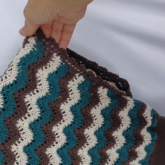 BCBGMaxAzria Kimono Crochet Zig-Zag Dress, Ptp=18, Length=42", Stretchy - Picture 5 of 9